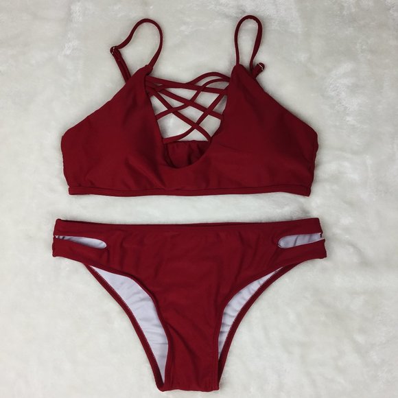 Cupshe Other - Red Criss Cross Cut out Bikini Small